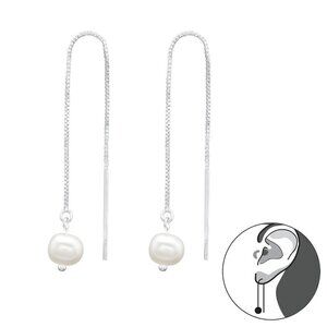 Pearl Silver Threader Earrings Sterling and Freshwater Pearls